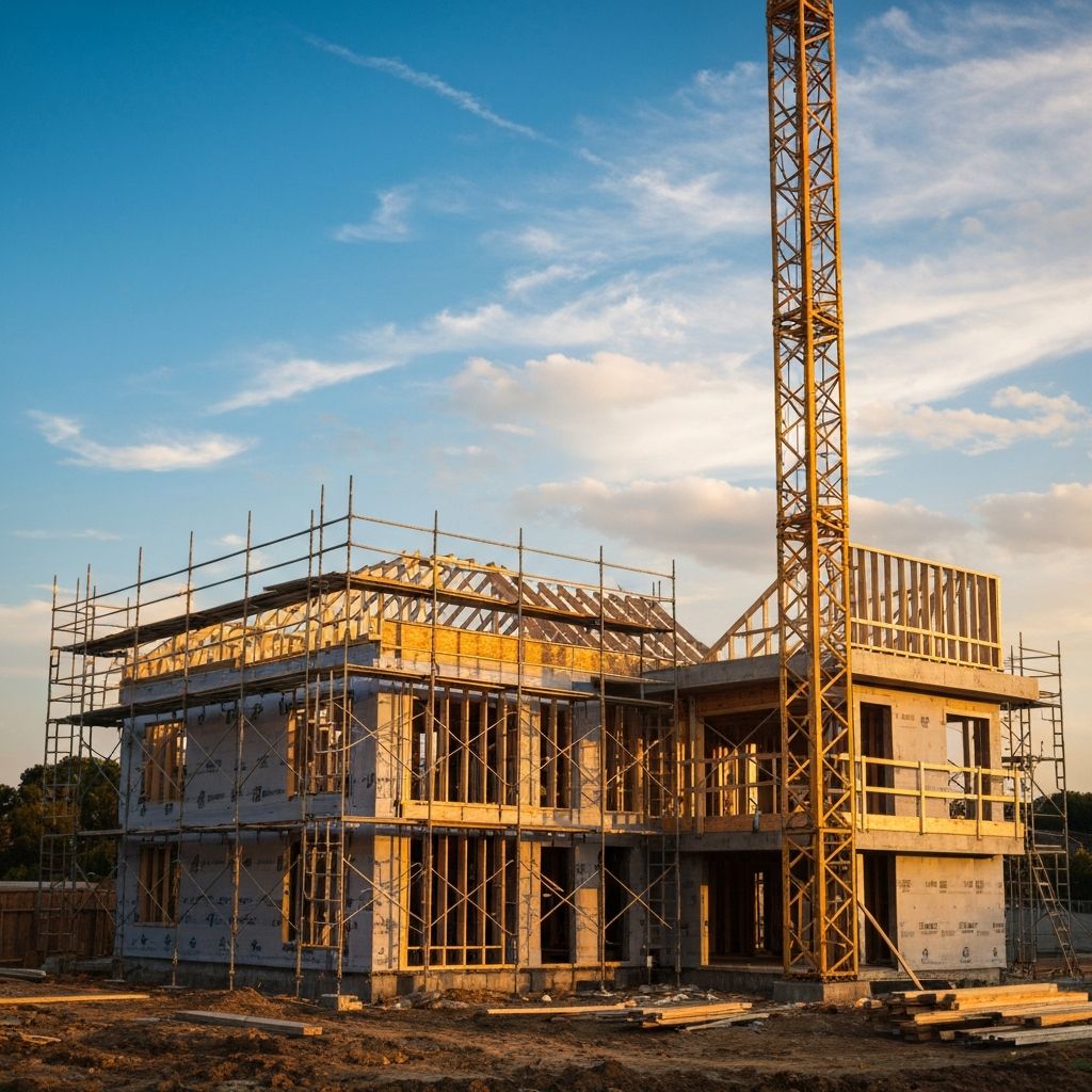 Modern construction site with crane